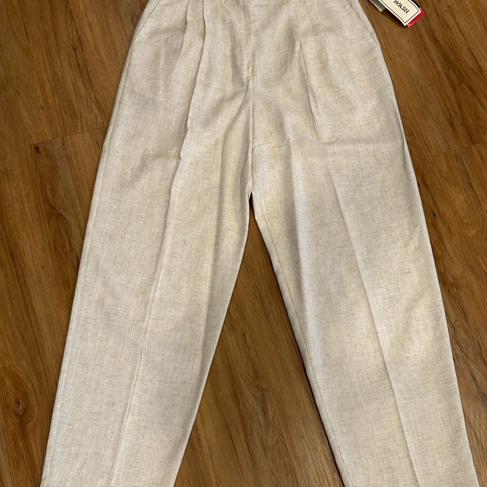 Sag Harbor Cream Linen Blend Trousers Relaxed Fit